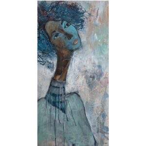 maleri af kvinde i blå nuancer