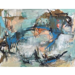 Abstrakt maleri i blålige nuancer