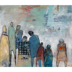 maleri af mennesker i gyldne farver fra Hoier Art