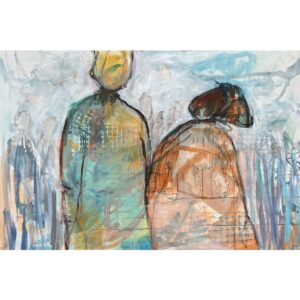 Stort maleri i lyse nuancer af Hoier Art