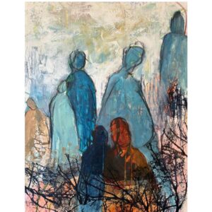 Maleri af Hoier art med mennesker i blå nuancer