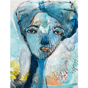 Paperart af kvinde i blå nuancer