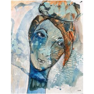 Paperart af kvinde i blå nuancer