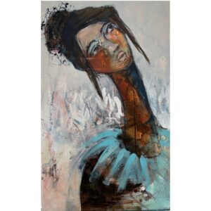 Maleri af kvinde i lyse farver