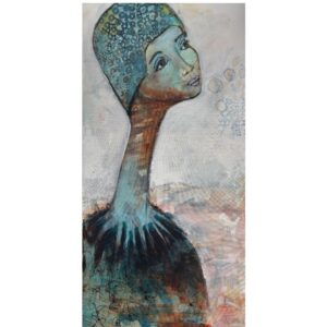 Maleri af kvinde i blå nuancer fra Hoier Art