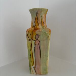 bemalet reu-use vase fra Hoier Art mi gule og oranger nuancer