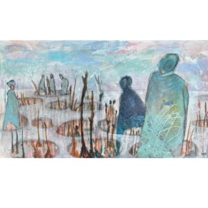 maleri af mennesker fra Hoier art i blå nuancer